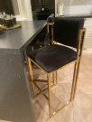 New York barstol i sort italiensk fløyel & Gull rustfritt ben - H 105 thumbnail