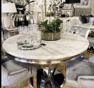 Royalston spisebord- Sølv rustfritt stål - Ekte hvit marmorplate - Ø 150 thumbnail