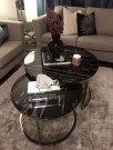 Oslo sofabord -2 stk Ø 80 og 60 cm - Sort marmor & Sølv understell thumbnail