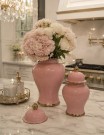 Glamour Urne/Vase- Rosa & gull -H 47 cm thumbnail