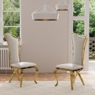 Malin spisestol - Lys beige FLØYEL & GULL RUSTFRITT STÅL BEN thumbnail