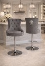 Florida barstol - Svingbar - Grå italiensk fløyel & Sølv rustfritt stål ben  thumbnail