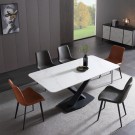 Bergen spisebord - 200 cm - hvit stein plate & Sort matt understell i rustfritt stål thumbnail
