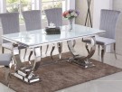 Ellington spisebord- L 200 cm- Hvit glasstopp & Sølv understell thumbnail
