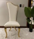 Malin spisestol - Lys beige FLØYEL & GULL RUSTFRITT STÅL BEN thumbnail