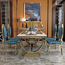 Ellington spisebord- L 160 cm- Hvit marmor plate & gull understell thumbnail