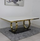 Monaco spisebord-L 200 cm- Hvit stein plate & gull understell thumbnail