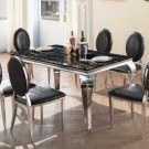 Houston spisebord - 180 cm - Ekte sort marmorplate & Sølv understell thumbnail