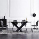 Bergen spisebord - 200 cm - Ekte sort marmorplate & Sort understell i rustfritt stål thumbnail