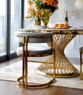 Milano spisebord - Gull rustfritt stål - Ekte sort marmorplate - Ø 150 thumbnail