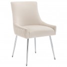 Vianne stol - Beige velour & Sølv rustfritt stål bein thumbnail