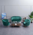 Paris loungestol i grønn italiensk fløyel & Gull rustfritt ben thumbnail