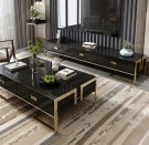 Levin sofabord- Sort & gull - Rustfritt stål - 150 cm thumbnail