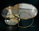 Salvisa sofabord -2 stk Ø 80 og 60 cm - Gull rustfritt stål m klart herdet glass thumbnail