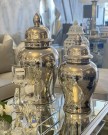 Dekorativ urne/vase i sølv finish H-35 thumbnail