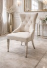 Larisa spisestol - Beige italiensk fløyel & Sølv rustfritt ben thumbnail