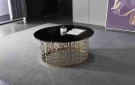 Midtown sofabord - Ø 100 cm - Sort stein & Gull rustfritt stål thumbnail