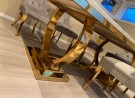 Ellington spisebord- L 200 cm- Hvit marmor plate & gull understell thumbnail