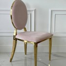 Phoenix stol -  Rosa italiensk fløyel & Gull rustfritt stål ben thumbnail
