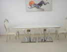 Miami spisebord-L 200 cm- Hvit EKTE marmor topplate & sølv understell thumbnail