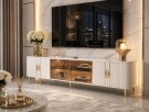 Valletta tv bord - Hvit & Gull ben - 200 cm thumbnail