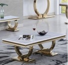 Ellington sofabord - L 130 - Hvit marmor plate & gull understell thumbnail