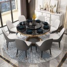 Milano spisebord - Gull rustfritt stål - Ekte sort marmorplate - Ø 150 thumbnail
