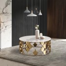 California sofabord - Ø100 cm - Hvit marmorplate/gull understell thumbnail