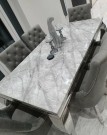 Houston spisebord - 180 cm - Ekte grå marmorplate & Sølv understell thumbnail