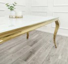 Houston spisebord - 180 cm - Ekte hvit marmorplate & Gull understell thumbnail