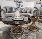 Milano sofabord - Ekte sort marmorplate & Gull rustfritt stål thumbnail