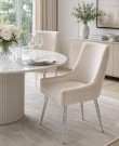 Vianne stol - Beige velour & Sølv rustfritt stål bein thumbnail