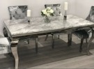 Houston spisebord - 180 cm - Ekte grå marmorplate & Sølv understell thumbnail