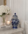Glamour Urne/Vase - H 37 cm - Hvit og blå - Dragon thumbnail
