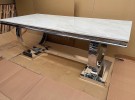 Ellington spisebord- L 200 cm- Ekte hvit marmor top & Sølv understell thumbnail