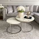Oslo sofabord -2 stk Ø 80 og 60 cm - Ekte hvit marmor & Sølv understell thumbnail