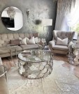 California sofabord - Ø100 cm - Herdet glass/Sølv understell thumbnail