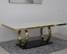 Monaco spisebord-L 200 cm- Hvit stein plate & gull understell thumbnail