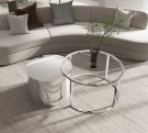 Cape Town sofabord - 2 stk Ø 80 og 60 cm - M klart herdet glass & Sølv rustfritt stål thumbnail