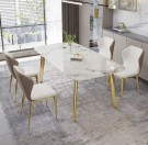 Mallorca spisebord - 160 cm - Hvit steinplate & Rustfritt stål ben thumbnail