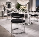 New York stol - Sort velour & Sølv rustfritt stål  thumbnail