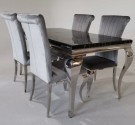 Houston spisebord - 200 cm - Sort stein & Sølv understell thumbnail