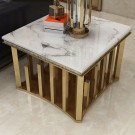 Arviso sidebord - Hvit steinplate & Gull rustfritt stål understell thumbnail