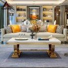 Ellington sofabord - L 130 - Hvit stein & gull understell thumbnail