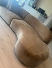 BAX SOFA - Khaki velour & Sort ben thumbnail