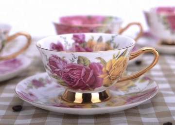 Victoria kaffe/te kopper-M kant i 24 karat gull