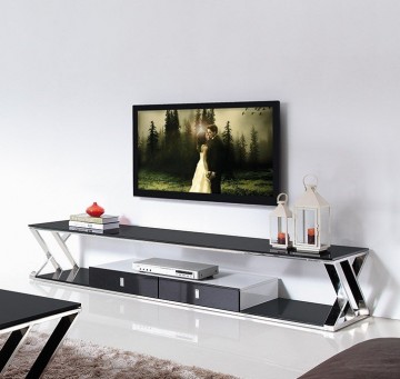 Adeline TV bord i glass og rustfritt stål
