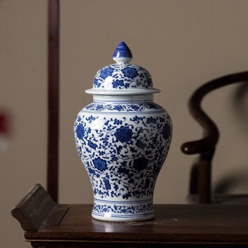 Glamour Urne/Vase large - H 46 cm Hvit og blå