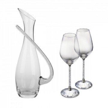 Crystalline karaffel inkl 2 vinglasser m Swarovskikrystaller