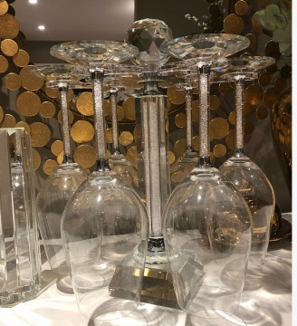 Crystalline vinglass - 6 glasser inkl stativet